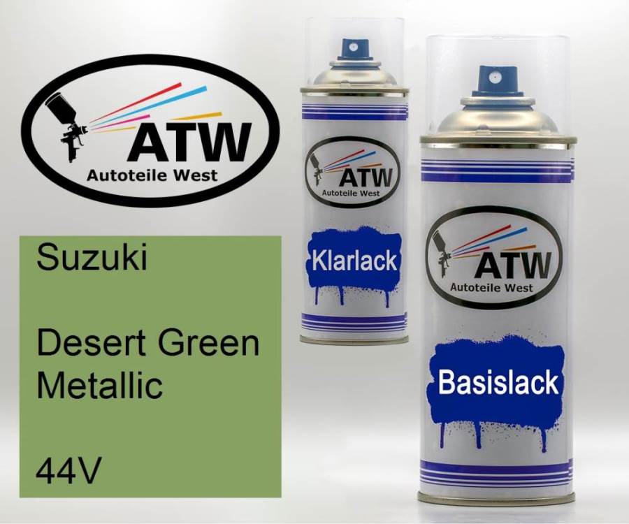 Suzuki, Desert Green Metallic, 44V: 400ml Sprühdose + 400ml Klarlack - Set, von ATW Autoteile West.